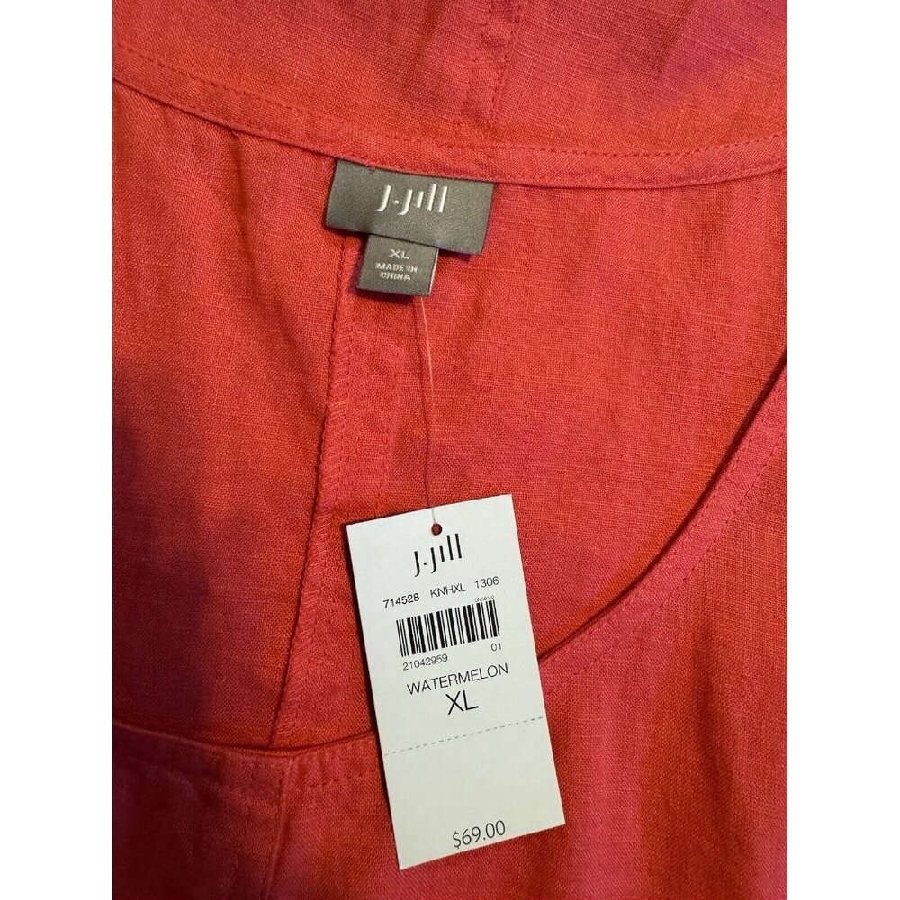 J Jill Linen A Line Shift Dress XL Extra Large Watermelon Pockets Washable NWT - Picture 9 of 12